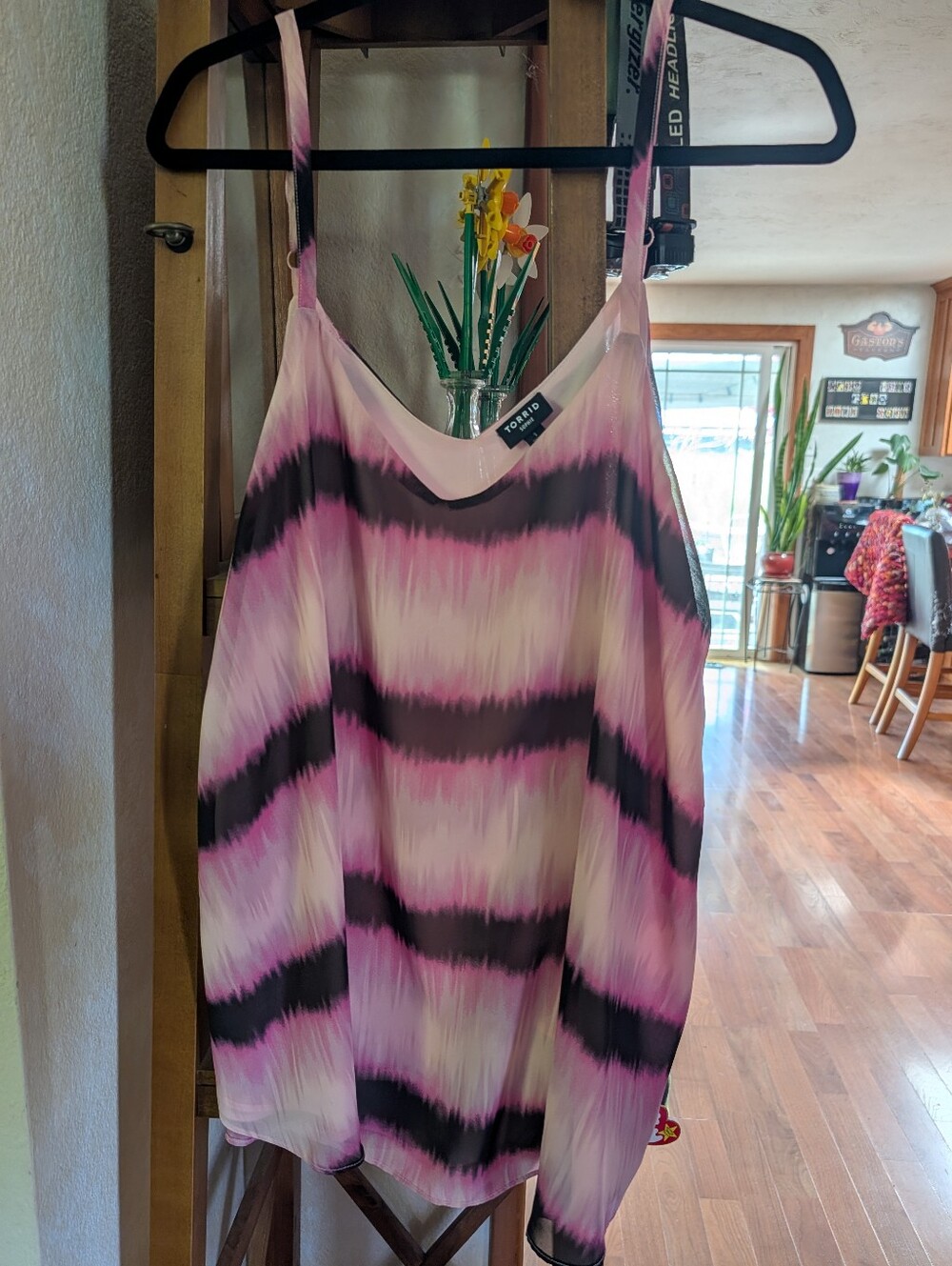 Torrid Sophie Swing Cami Chiffon Tie-dye Black Pink Tank Top